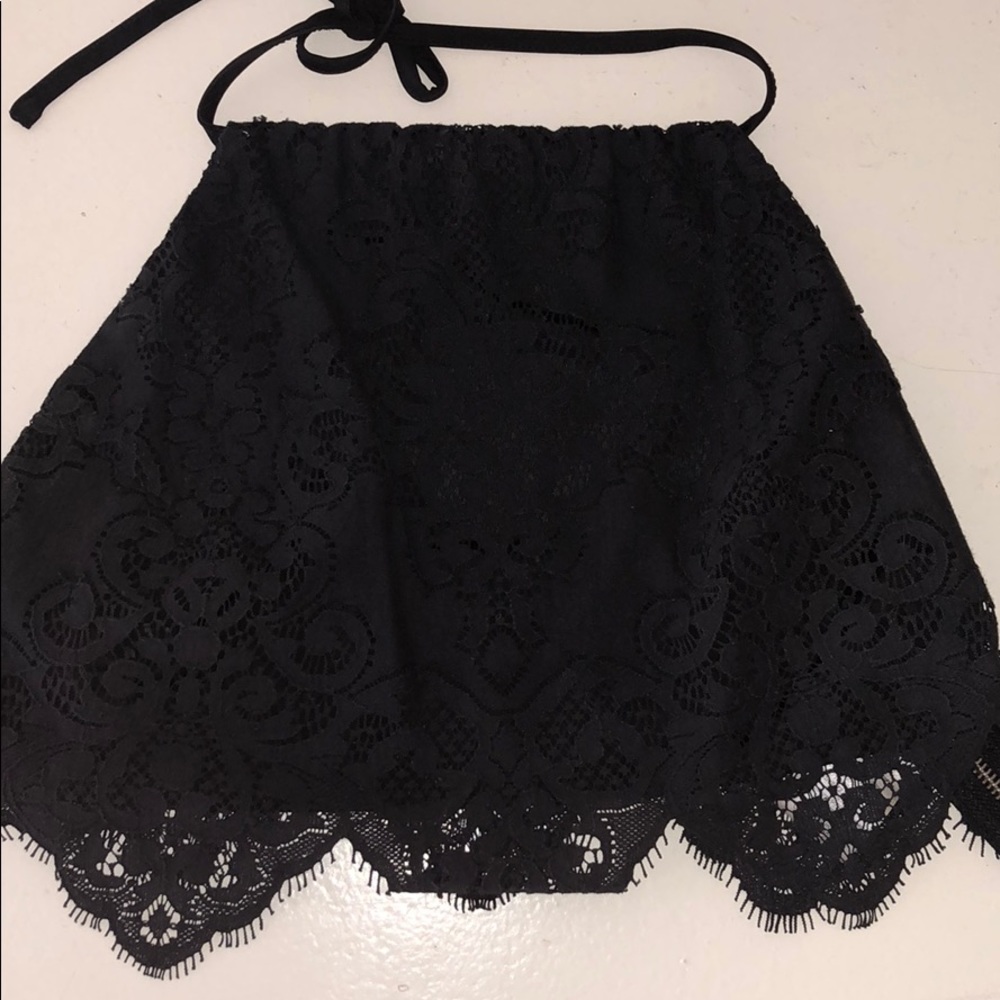 For Love and Lemons Black Lace Crop Top